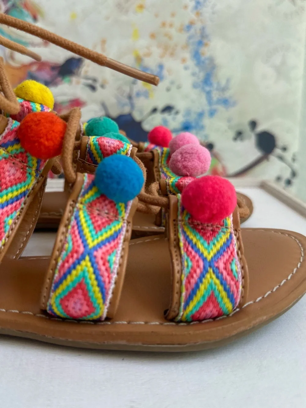 Gap Girls Colorful Pom-Pom Sandals